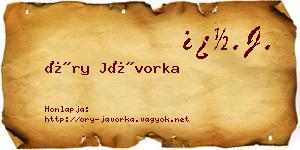 Őry Jávorka névjegykártya